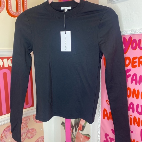 WeWoreWhat Tops - WEWORWWHAT Thermal Long Sleeve in Black